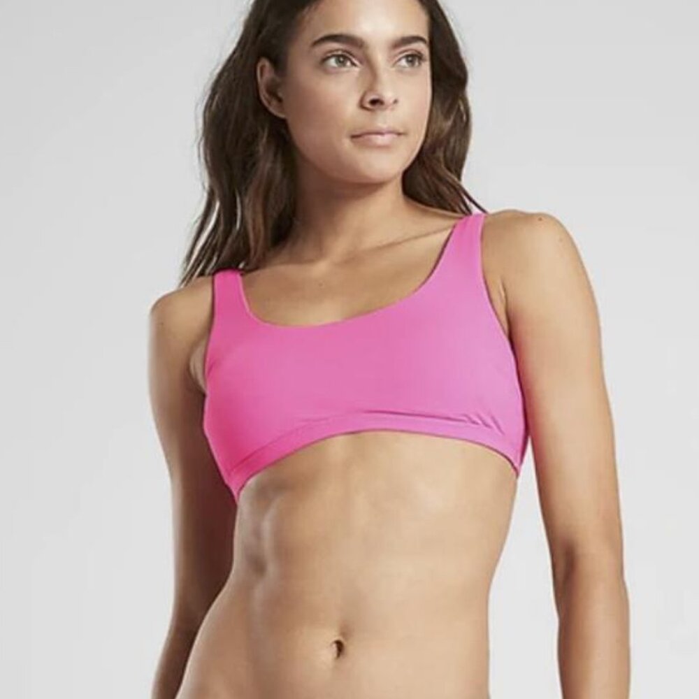 ATHLETA Women's Cloudbreak Rib Strappy Bikini Top Size XS In Pink